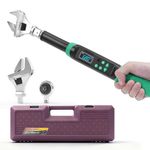 MOVECRAB 3/8-Inch Digital Torque Wrench with Interchangeable Heads - Precision Adjustable Torque Wrench with Ratchet & Adjustable Open-End Heads, 6.8-135N.m/5-99.6Ft.lb (9×12mm 3/8")