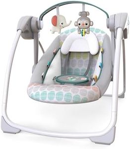 Bright Starts Portable Automatic 6-Speed Baby Swing with Adaptable Speed, Taggies, Music, Removable-Toy-Bar, 0-9 Months 6-20 lbs (Whimsical Wild)