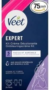 Veet Crème Décolorante Visage et Corps - 2 flacons de 75 ml