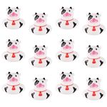 12pcs Mini Cow Rubber Duck, Cow Rubber Duck Fun Cow Print Duck Baby Bath Toy Baby Christening Birthday Tub Summer Beach Pool Party Decorations