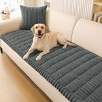 Homaxy Thick Soft Sofa Covers, Washable Non-Slip Couch Cover, Sofa Slipcover for Dogs Pets Kids, 2 3 Seater Furniture Protector for Living Room, Dark Grey,70x150cm