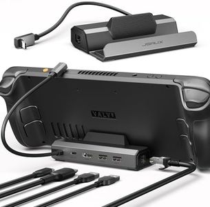 JSAUX 4K@120Hz Docking Station for Steam Deck/OLED/ROG Ally X/Legion Go/MSI Claw, 5-in-1 Dock for Steam Deck OLED with HDMI, 100Mbps Ethernet, Dual USB A 2.0 and 100W USB C Port （HB0602S Upgraded）