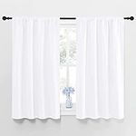 NICETOWN Room Darkening Curtains for Kitchen - Short Bedroom Thermal Insulated Rod Pockets Blackout Panels (42 x 45 Inches, Pure White, 2-Panel)