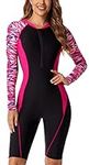 FEOYA Full Body Swimsuit for Women Short Knee Length Rash Guard Surfing Suit Long Sleeve Quick Dry UV Protection Swimwear