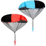 Tabanzhe 2pcs Parachute Toys Soldier - Children's Paratrooper Flying Toys Set, Outdoor Hand-Tossed Military Man Toys, Blue and Red - Outdoor Games, Boys & Girls