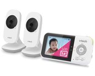 VTech VM819-2 Video Baby Monitor with 19-Hour Battery Life, 2 Cameras, 1000ft Long Range, Auto Night Vision, 2.8” Screen, 2-Way Audio Talk, Temperature Sensor, Power Saving Mode and Lullabies