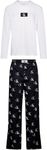 Calvin Klein Men Pyjama Set Long Pant Full-Length, Multicolor (White Top/Lit Ck Distr Prt_Blk Btm), M