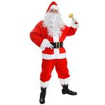 I LOVE FANCY DRESS Deluxe Santa Costume Father Christmas 11 Piece Deluxe Costume with Accessories and Bell - Santa Claus Costume with Beard, Hat and Bootcovers (Medium)