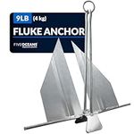 Five Oceans Boat Anchor - Fluke Anchor, 9 Lb, Galvanized Steel Slip Ring Boat Anchor, Boat Anchors, Small Boat Anchor for Pontoon, Dinghies, Fishing Boats, Small Boats - FO4557