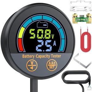 CAMWAY Battery Monitor with Shunt - 600A 10-100V Battery Voltmeter Ammeter with 8.2FT Cable, Data Storage Low Voltage Alarm Waterproof Battery Capacity Monitor for RV Boat Golf Cart