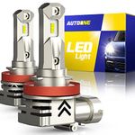 AUTOONE Upgraded H11/H8/H9 LED Headlight Bulbs, 14000LM 6000K White, Same OEM Size with Cooling Fans, Plug and Play for High Beam or Low Beam Headlights Conversion Kit, Pack of 2