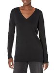 Amazon Essentials Women's Lightweight Long-Sleeved V-Neck Tunic Sweater (Available in Plus Size), Black, M