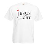 lepni.me Mens T-Shirt Jesus Christ is The Light, God's Love - Easter - Resurrection - Nativity- Religious Christian Gifts (L White Multi Color)