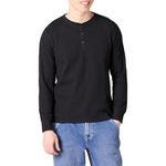 Amazon Essentials Men's Slim-Fit Long-Sleeve Waffle Henley Shirt, Black, S