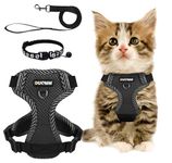 Cat Harness and Lead Set, Adjustable Kitten Harness with Reflective Strips, Cat Harness and Collar Set, Escape Proof Breathable Cat Vest Harness Set for Cats Dogs Pets Walking (S)