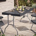 URBN GARDEN 5ft Black Rattan Design Folding Table Outdoor Portable Carry Handle Garden Patio