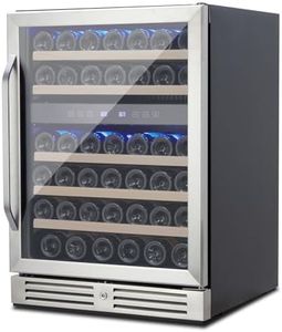 GarveeTech 46 Bottle Wine Cooler Refrigerator, 24 Inch Dual Zone Built-in Wine Fridge, Under Counter Wine Cellar, Double-Layer Tempered Glass Door with Lock, Digital Temperature Control