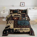 Erosebridal Aztec Comforter Sets King Rustic Southwestern American Native Bedding Set,Bear Deer Moose Quilt Retro Indian Style Hunting Animal Duvet Insert with 2 Pillowcases Microfiber