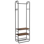 VASAGLE Coat Rack, Hall Tree, Coat Stand with Shoe Rack, Shoe Shelves, Hall, Bedroom, 58 x 28 x 181 cm, Industrial Design, Rustic Brown and Black HSR81BX