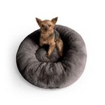 UnHide Floof Pet Bed - Small (23" x 8") - Extra Soft Dog Bed - Removable Faux Fur Cover - Machine Washable - Helps Ease Pet Anxiety & Provides The Perfect Sleep - Charcoal Charlie