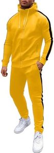COOFANDY Yellow Tracksuit Men 2 Piece Casual Athletic Loungewear Sets Warm Mens Athletic Suit Winter Sweatpants And Top