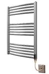 Greened House Chrome Curved Electric Heated Towel Rail 600mm wide x 800mm high Designer Towel Radiator