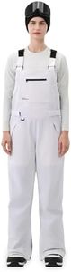 HIGH EXPERIENCE Women Ski Bib Snowboard Pants Snow Overalls Waterproof Windproof Insulate Warm Winter (White, Medium)