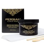 Persian Cold Wax Kit, Hair Removal Sugar Wax for Body Waxing Women & Men, 8 oz (240ml) wax, 20 strips, 2 spatulas.