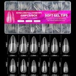 Nail Tips, 600Pcs Medium Almond Acrylic Fake Nails, Pre-shaped Half Matte Full Cover Press On Nails, Soft Gel Tips, No Filed Stronger Adhesion False Nails for Nail Extension Nail Art DIY, 12 Sizes