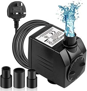 BARST 600L/H Submersible Water Pump, Ultra Quiet Pump for Aquarium Fountains Pool Fish Tank Pond Hydroponics Statuary with 4 Strong Suction Cups,3 Nozzles 1.83m Power Cord Black