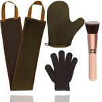 4Pack Self Tanning Mitt Applicator Kit Set, with Self Tanner Mitt, Lotion Applicator for Back, Exfoliating Glove, Face Brush for Fake Bake Sunless Tan