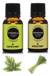 Earth N Pure Lemongrass & Citronella Essential Oils | Pack Of 2 (15 ml each) | 100% Pure, Undiluted, Natural And Therapeutic Grade - Perfect for Aromatherapy, Skin Therapy & More