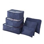 PentaPrism Premium 6-in-1 Packing Cubes Travel Organizer Set – Includes Compression Packing Cubes, Makeup Bag, Durable, Single-Stitched Travel Organiser Bags for Luggage Navy Blue, Efficient Packing