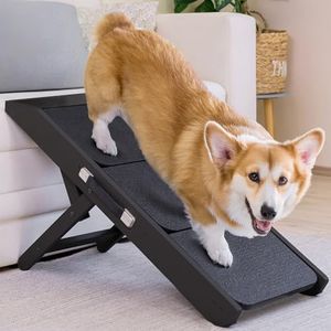 Escalier pour Chien canapé & lit 2-en-1 Rampe Chien réglable en Hauteur pour canapé 18-50 cm - Escalier pour Animal, Escalier Petit Chien - Escalier Transport Facile avec Plateforme, Noir