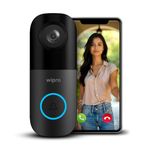 wipro Smart Wi-Fi Video Doorbell Pro | 3 MP 1296p Full HD Camera with Night Vision | Instant Visitor Video Call on Mobile | Intruder Alarm | AI Motion Detection | Indoor Chime with 52 Tunes
