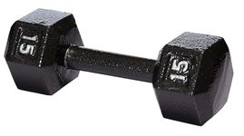 amazon basics Quality Solid Cast-Iron Construction Fixed Dumbbell, 15-Pound (6.8 KGS) Black