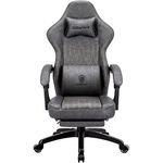 Dowinx Gaming Chair for Adults - Recliner Armchair with Massage Lumbar Support, Swivel, Ergonomic Gaming Chair with Footrest, Office Chair PU Leather Grey