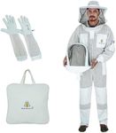 3-Layer Ultra Ventilated Mesh Beekeeping Suit for Men & Women with Veil Sting-Proof Bee Suit with Leather Gloves & Bag