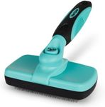 Hertzko Dog Brush for Shedding - Self Cleaning Slicker Brush for Dogs and Cats - Gently Removes Loose Hair, Tangles, and Dirt - Grooming Brush Suitable for Long or Short Coats - Aqua