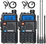 Baofeng UV-5R Ham Radio Long Range UV5R Handheld Dual Band Rechargeable Two Way Radio Walkie Talkies for Adults with Earpiece Full Kit,2Pack