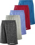 Liberty Imports 5 Pack Men's Quick Dry Athletic Shorts with Pockets Elastic Waist Activewear for Workout Gym Basketball (Set 4, Large)