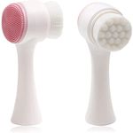 Chargenyang 2 in 1 Face Brush for Cleansing and Exfoliating Facial Cleaner Brush, Fashion Soft Double Sides Facial Deep Cleansing Brush Face Skin Care Clean Brush (Pink)