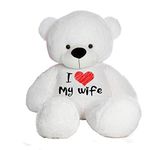 HUG 'n' FEEL SOFT TOYS Big Teddy Bear Wearing I Love My Wife T-Shirt 4 Feet White_T Shirt_I Love My Wife Plush & Stuffed Toys