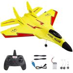 Ascetic 2.4GHz 2CH Remote Control Airplane RC Glider for Beginner Adult Kids, Easy to Fly EPP Foam RC Aircraft Fighter with LED Light (Yellow) (Rc Airplane)