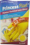 Princess Picot Rubber Gloves Large (12 Pairs), 12 Count