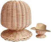 CHADWICK Rattan Mannequin Head Stand, Hat & Wig Display Holder, Handmade Wicker Showcase, Rustic Cap Rack, Stable Base, Unique Vine Woven Design, Ideal for Home, Hair Salon, Lightweight & Durable