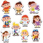 Mini Leaves Professions Outfit Wooden Fridge Magnets Magnetic Cut Outs Multicolor (Set of 10)