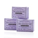 Pharmacopia Mint Argan Body Bar – Aromatherapy Body Soap with Natural & Organic Ingredients – Vegan Body Wash Bar for Men & Women, 124g | 4.4oz, Pack of 3