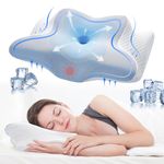 FANPAT Cervical Pillow for Neck Pain Relief,Contour Memory Foam,Ergonomic Orthopedic Neck Support Pillow for Side,Back & Stomach Sleepers with Breathable Pillowcase,Queen Size,Light Grey, 1pack