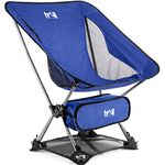 Trail Hawk Lightweight Camping Chair Portable Compact Ultralight Folding Seat with Ground Mat and Bag (Blue)